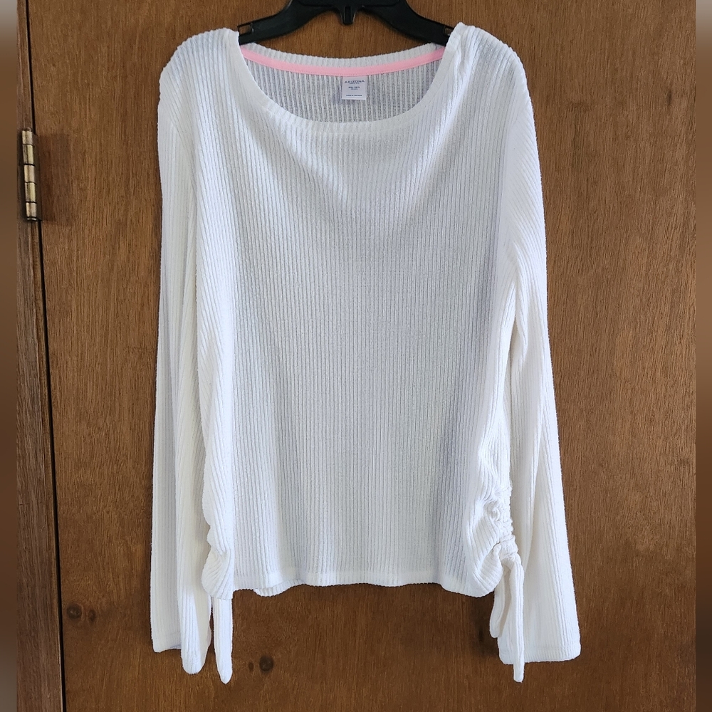 Arizona kids long sleeve shirt, kids plus size 20 1/2 plus, color cream
